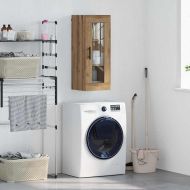 Стенен шкаф Дъб 34,5 x 34 x 90 см Инженерна дървесина и стъкло