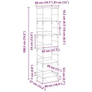 Рафт за книги Старо дърво 50 x 33 x 188,5 см Инженерно дърво