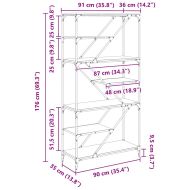 Рафт за книги Дъб 91 x 36 x 176 см Инженерно дърво
