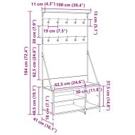 Държач за дрехи с рафт Дъб 100 x 41 x 184 см Инженерно дърво