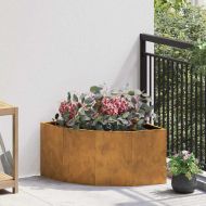 Ъглов сандък за цветя Ръждясало 60 x 60 x 35 cm