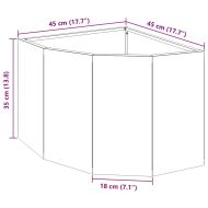 Ъглов сандък за цветя Сребрист 45 x 45 x 35 cm