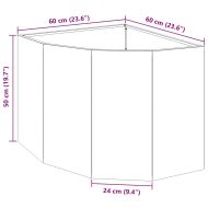 Ъглов сандък за цветя Черно 60 x 60 x 50 см Стомана