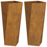 Кашпа 2 pcs Ръждясало 30 x 30 x 75 см Патинираща стомана