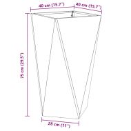 Кашпа 2 pcs Антрацит 40 x 40 x 75 cm Стомана