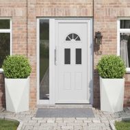 Кашпа 2 pcs Бяло 50 x 50 x 75 cm Стомана