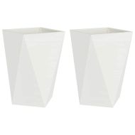 Кашпа 2 pcs Бяло 50 x 50 x 75 cm Стомана