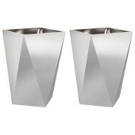 Кашпа 2 pcs Сребрист 50 x 50 x 75 cm Неръждаема стомана