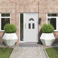 Кашпа 2 pcs Бяло 100 x 100 x 80 см Стомана