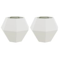 Кашпа 2 pcs Бяло 75 x 75 x 60 см Стомана