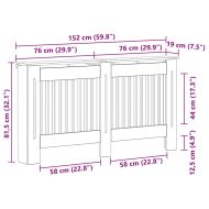 Калъф за радиатор Циментено сиво 152 x 19 x 81,5 cm