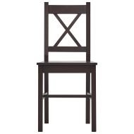 Трапезен комплект, 7 части, борова дървесина, тъмнокафяв