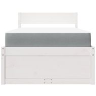 Легло с чекмеджета и матрак, бяло, 100x200 см, бор масив