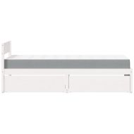 Легло с чекмеджета и матрак, бяло, 100x200 см, бор масив