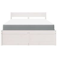 Легло с чекмеджета и матрак, бяло, 120x190 см, бор масив