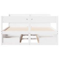 Рамка за легло без матрак, бял, 135x190 см, бор масив