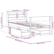 Рамка за легло без матрак, бял, 75x190 см, борово дърво масив