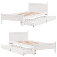Рамка за легло без матрак, бял, 90x200 см, бор масив