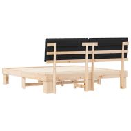 Леглова рамка с тапицирана гръбна част Черно 200 x 200 cm