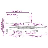 Леглова рамка с тапицирана гръбна част Таупе 200 x 200 cm