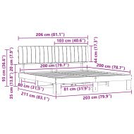 Леглова рамка с тапицирана гръбна част Тъмен сив 200 x 200 cm