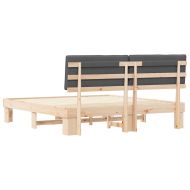 Леглова рамка с тапицирана гръбна част Тъмен сив 180 x 200 cm