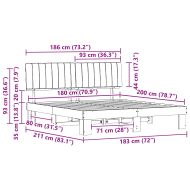 Леглова рамка с тапицирана гръбна част Светлосиво 180 x 200 cm