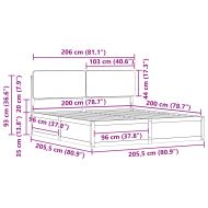 Леглова рамка с тапицирана гръбна част Таупе 200 x 200 cm