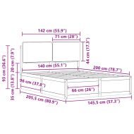 Леглова рамка с тапицирана гръбна част Таупе 140 x 200 cm