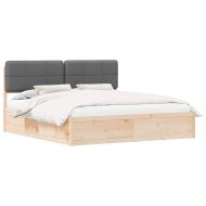 Леглова рамка с тапицирана гръбна част Тъмен сив 180 x 200 cm