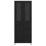 Висок шкаф 2 pcs Черния дъб Инженерна дървесина и стъкло