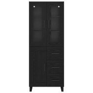 Висок шкаф 2 pcs Черния дъб Инженерна дървесина и стъкло