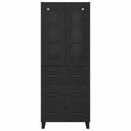 Висок шкаф 2 pcs Черния дъб Инженерна дървесина и стъкло