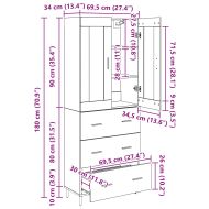 Висок шкаф 2 pcs Черния дъб Инженерна дървесина и стъкло