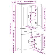 Висок шкаф 2 pcs Черния дъб Инженерна дървесина и стъкло
