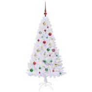 С изкуствено коледно дърво с поставка Бяло 150 cm PVC и стомана