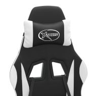 Въртящ гейминг стол, черно и бяло, изкуствена кожа