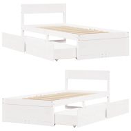 Рамка за легло без матрак, бял, 75x190 см, борово дърво масив