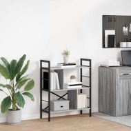 Рафт за книги Сив Сонома 75 x 30 x 91 см Инженерно дърво