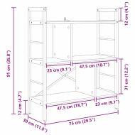 Рафт за книги Старо дърво 75 x 30 x 91 см Инженерно дърво