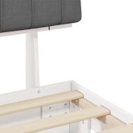 Леглова рамка с тапицирана гръбна част Светлосиво 200 x 200 cm