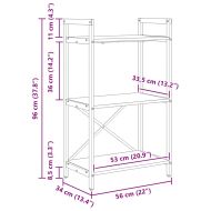 Рафт за книги Сив Сонома 56 x 34 x 96 см Инженерно дърво