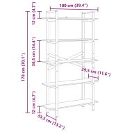Рафт за книги Черния дъб 100 x 33,5 x 178 см Инженерно дърво