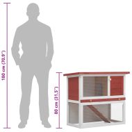 Външна клетка за зайци, 1 врата, червена, дърво