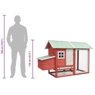 Клетка за пилета, червена, 170x81x110 см, чам и ела масив