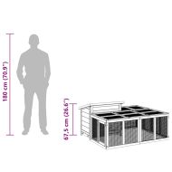 Клетка за зайци кафява 144x123x67,5 см борово дърво масив