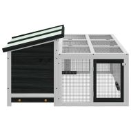 Клетка за зайци сива 144x123x67,5 см борово дърво масив