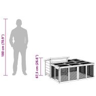 Клетка за зайци сива 144x123x67,5 см борово дърво масив