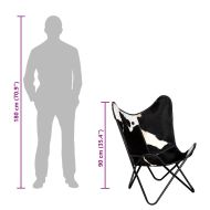 Стол тип пеперуда, черно и бялo, естествена телешка кожа