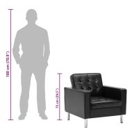 Фотьойл, черен, 75x70x75 см, изкуствена кожа